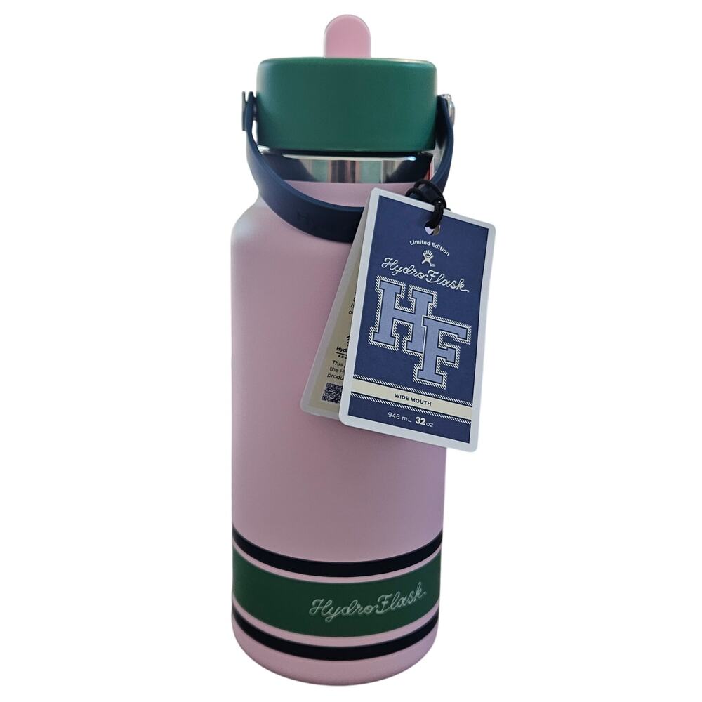 Hydro Flask 32-Ounce Wide Mouth Flip Straw Cap Water Bottle Campus Pink HTF NWT